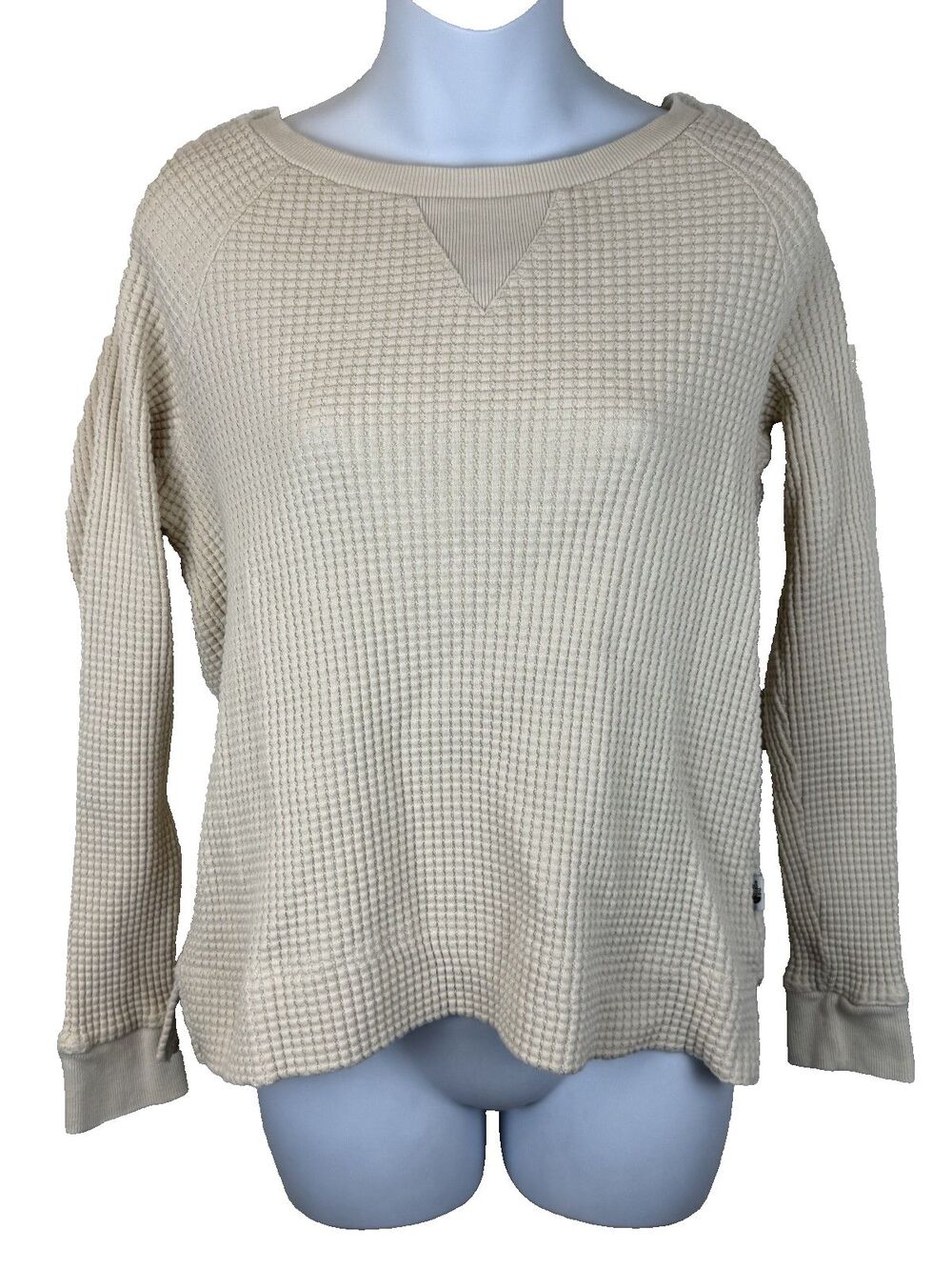 The North Face Chabot Waffle Knit Sweater Small Cream Oatmeal Crew Top A3YT5